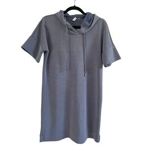 Cable & Gauge Women's‎ Gray Short Sleeve Hoodie Dress Casual Comfy - READ